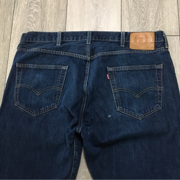 Levis 501 Jeans W38 L32 Blue Straight Button Fly Denim - Picture 4 of 11